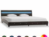 Bed Frame with LED Grey Faux Leather 150x200 cm