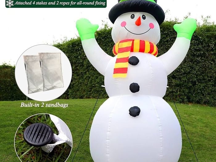 7 FT Christmas Inflatables Snowman with LED Light, 210 cm Blow up Snow Man with Magic Hat, Giant Figure Xmas Christmas Decoration IP44 Weatherproof for Garden Yard Patio Lawn Home