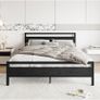 King Size Bed Frame with Wooden Headboard,Heavy Duty Metal Platform Image 10