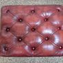 Vintage Chesterfield Queen Anne Leather Footstool Oxblood Red Image 4