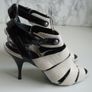 Karen Millen Designer White Black Strappy Heels Sandals Image 5