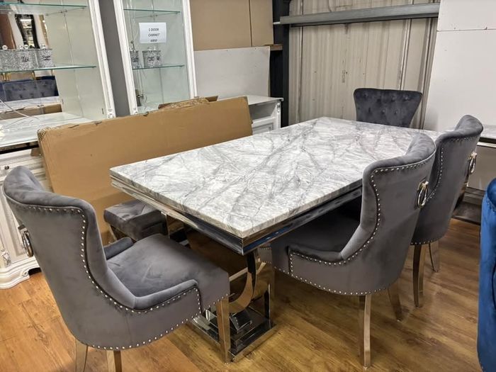 Marble Kitchen Dining Table With 6 Chairs