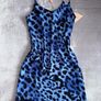 Dancing Leopard Size 12 Vibrant Blue Leopard Print Strappy Mini Dress BNWT Image 3