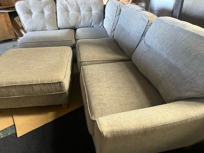 grey corner sofa with matching footstool couch