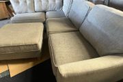 grey corner sofa with matching footstool couch