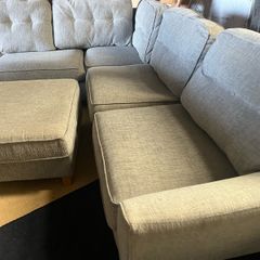 grey corner sofa with matching footstool couch