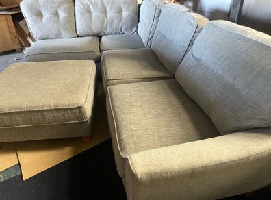 grey corner sofa with matching footstool couch