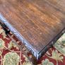 Antique Carved Oak Side Table with Drawer. Image 5