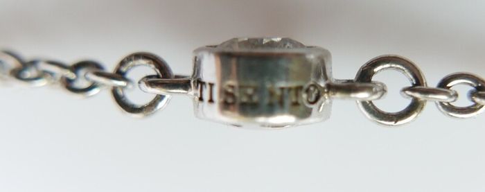 Vintage TI SENTO 925 Sterling Silver Long 30" silver station necklace with clear stones 9,1g                              es