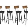 Bar Stools Set of 4, PU Upholstered Bar Chairs with Backrest and Footrest, Counter Height Stools Image 2