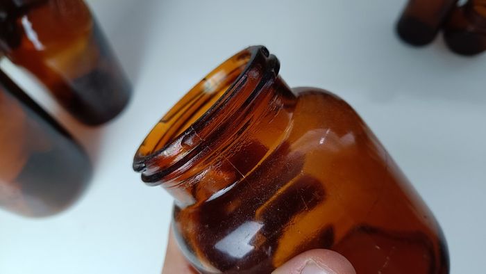 436 - Set of 5 Vintage Amber Glass Collectible Decorative Bottles