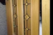Single Solid Oak Internal Door with Leaded Glass Very Heavy