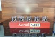 Paddy whiskey stand with shooter Glass's