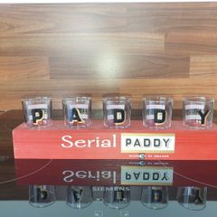 Paddy whiskey stand with shooter Glass's