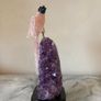 Rose Quartz Parrot on Large Amethyst Geode Cluster Base Image 5