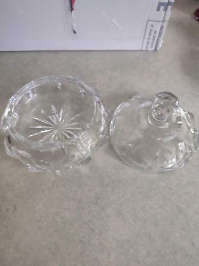 Stunning Heavy Vintage Crystal Cut Glass Lidded Pot Trinket Pot NO STAMP