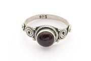 925 Vintage Sterling Silver Garnet Spiral Ring