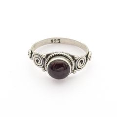 925 Vintage Sterling Silver Garnet Spiral Ring