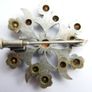 Vintage Pin Brooch Silver Toned Round Flower Design With Clear Rhinestones Image 3
