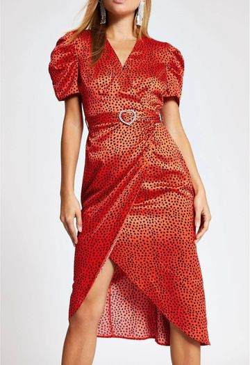 New River Island satin polka dot Occasion dress size UK 12