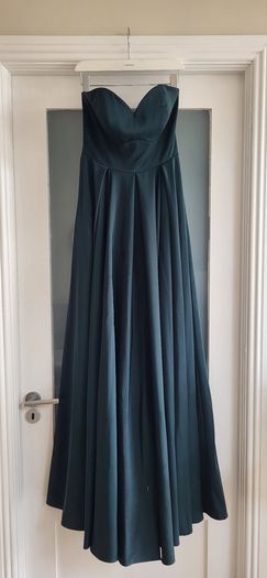 GINO CERRUTI Puro Strapless Dress with pockets in Hunter Green Sz S (Fit 8-10UK)  - Rrp 420 (New)