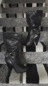 Black Leather  Boots (size 4/eu37)