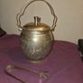 Antique silver plate sugar bowl with tongs Image 2