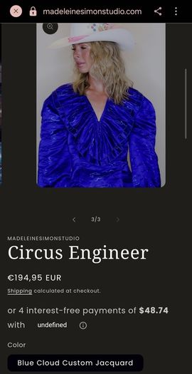 Madelene Simon Studio Blue Jaquard Blouse