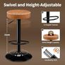 Set of 2 Bar Stools with Microfibre Leather, Bar Stools with Footrest and Without Backrest, Counter Stool, 360 Rotatable, 150 kg Load Capacity, Brown Image 2