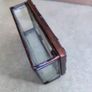 Vintage Pressed Flower Glass Trinket Box  with bottom Mirror heavy glass Image 8