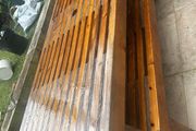 Teak table and benches.