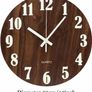 12 Inch Luminous Wall Clock Silent Wooden Design Night Lights Round Wall Clock for Living Room and Bedroom (Battery Not Included) - Brown Image 2