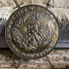 Brass Heraldry Shield with Crossed Swords Decorative Wall Hanging