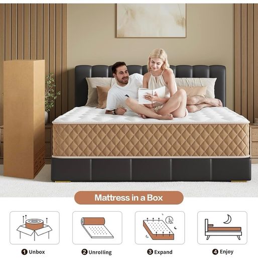 King Size Mattress, 10 Inch Memory Foam Mattress, 7-Zone Pocket Sprung, Medium Firm, Soft Fabric, Motion Isolated, Hybrid Mattresses in a Box