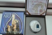 Niue SECRETS OF LICHTENSTEIN Crystal Art Castle Schloss Silver Coin 2 Oz