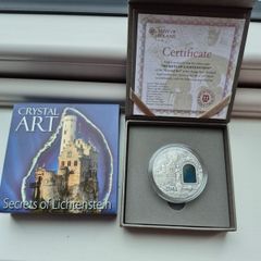 Niue SECRETS OF LICHTENSTEIN Crystal Art Castle Schloss Silver Coin 2 Oz