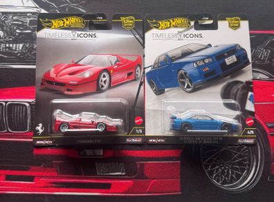 Hot wheels skyline and Ferrari