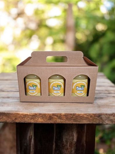 Beezi Honey Gift Box with three jars - Brown box