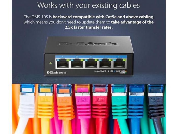 D-Link 5-Port 2.5G Multi Gigabit Unmanaged Gaming Network Switch (metal housing)