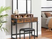Dressing table set with folding mirror