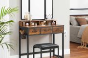 Dressing table set with folding mirror