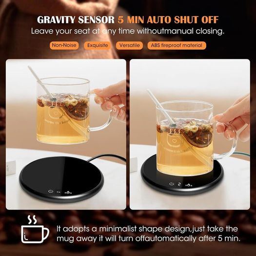Coffee Mug Warmer, Electric Smart Beverage Mug Warmer Cup Warmer with Touch Tech & LED Backlit Display, Coffee Warmer for Home Office Coffee Mug, Milk-Cup Warmer with 2 Temperature Settings