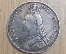 1890 Victoria Double Florin Jubilee Head silver