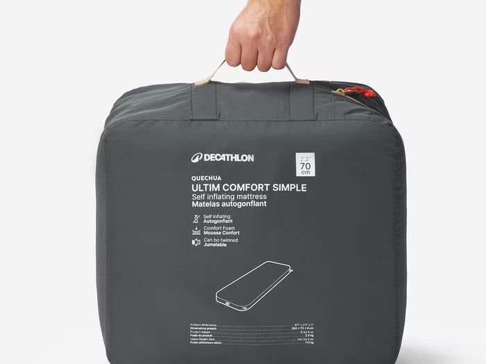 QUECHUA Self-inflating, 1-person camping mattress - Ultim Comfort, 200 x 70 cm - Grey