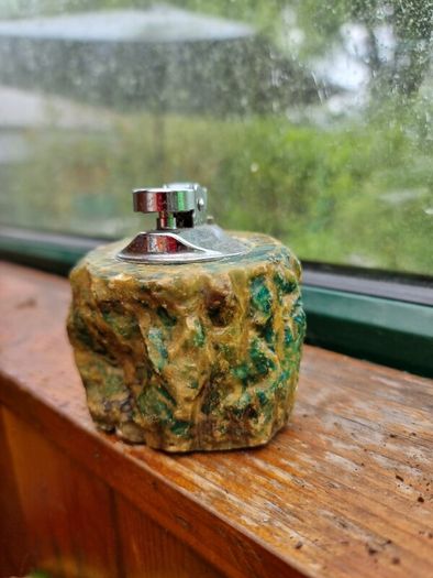 Vintage green alabaster lighter by Romano Bianchi, Italy, 1970