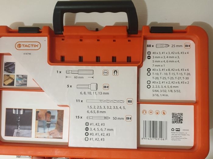 Tactix 120 pieces Drill Bits and Screwdriver Bits Set