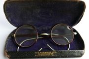 Vintage Antique Round Eye Glasses in original case
