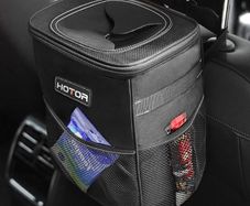 Car Bin, Leak-Proof Car Bin for Tidy Use, Foldable and Waterproof Car Accessories for Interior, Multipurpose Rubbish Bin with Lid, Adjustable Straps and Multiple Pockets