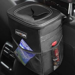 Car Bin, Leak-Proof Car Bin for Tidy Use, Foldable and Waterproof Car Accessories for Interior, Multipurpose Rubbish Bin with Lid, Adjustable Straps and Multiple Pockets
