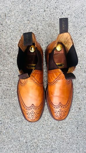 Loake Thirsk Tan Brogue Chelsea Boots UK 9 F Made in England